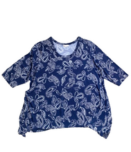 Load image into Gallery viewer, Woman Within Shirt Womens 30/32 3X Blue AOP Paisley Tunic Lagenlook Plus Ladies
