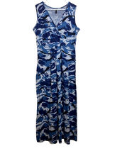 Load image into Gallery viewer, Woosea Dress Womens Extra Large Blue Deep V-Neck Maxi Boho Geometric Rayon
