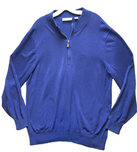 Load image into Gallery viewer, Donald Ross Sweater Adult Large Blue Collared 1/4 Zip Pullover Golf Preppy Mens
