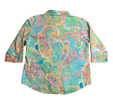 Load image into Gallery viewer, Lauren Ralph Lauren Shirt Womens Large Green Pink AOP Paisley Oversized Ladies
