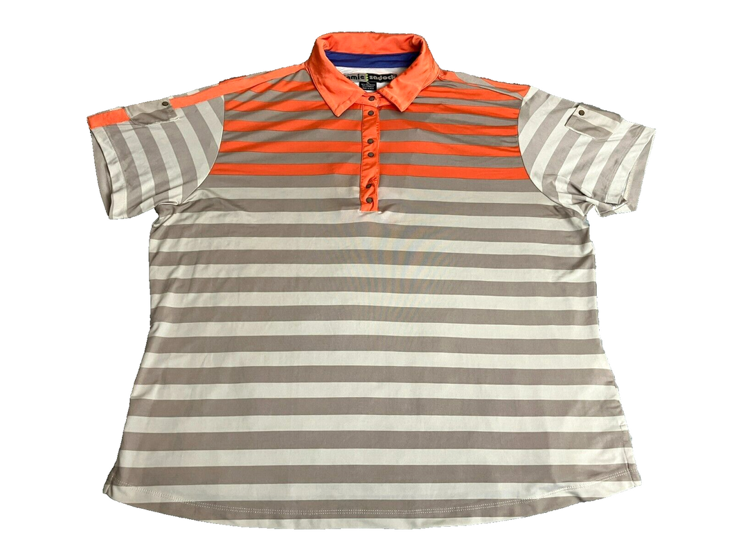 Jamie Sadock Shirt Womens Extra Large Orange Taupe Rugby Golf Polo Performance