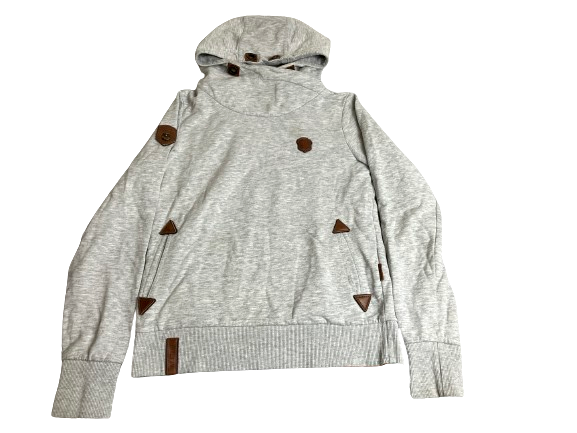 Naketano Sweatshirt Womens Medium Gray Hoodie Cowl Neck Sweater Outdoor Owl Lady