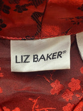 Load image into Gallery viewer, Liz Baker Shirt Womens 18W Red Black AOP Embossed Flower Rayon Button Up Plus
