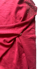 Load image into Gallery viewer, Liquid By Sioni Poncho Womens Small/Medium Maroon Shall Studded Snaps Ladies
