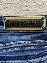 Load image into Gallery viewer, Rock Revival Jeans Womens 25x29 Blue Denim Meri Whiskered Boot Cut Studded
