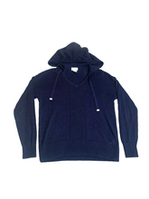 Load image into Gallery viewer, Sigrid Olsen Sweater Adult Small Navy Blue Hoodie Linen Blend Outerwear Mens
