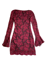 Load image into Gallery viewer, Guess Dress Womens 0 Red Lace Bell Sleeve Nylon Spandex Boho Party Casual Ladies
