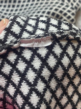 Load image into Gallery viewer, ZARA Knit Dress Womens Medium Black White Argyle Diamond Sheath Peasant Casual
