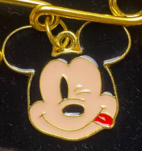 Load image into Gallery viewer, Mickey Mouse Safety Pin Charms Winking Minnie Bow Rainbow Pride Happy Disney
