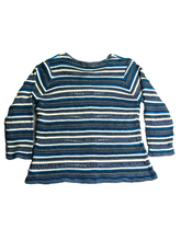 Load image into Gallery viewer, Sigrid Olsen Sweater Womens Large Navy White Viscose Rayon Button Front Cardigan
