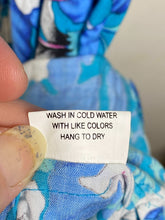 Load image into Gallery viewer, Rainbow Dress Womens Small Blue Aqua Halter AOP Flower Boho Hippie Peasant Maxi
