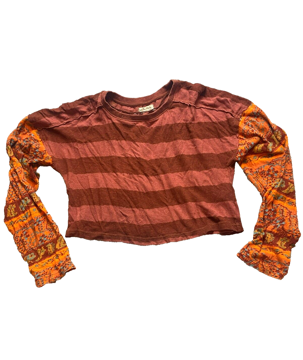 Free People We The Free Shirt Womens Extra Small Jamie Patchwork Oversized Crop