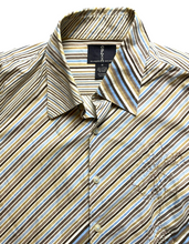 Load image into Gallery viewer, Carbon Shirt Adult Medium Wild Abstract Striped Button Up Embroidered Flower Men
