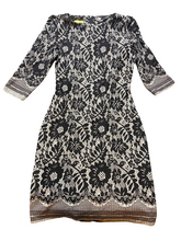 Load image into Gallery viewer, Lavina Dress Womens 44 Black White Lace Lined Flower Boho Bodycon Shift Ladies
