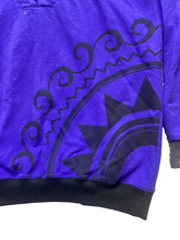 Load image into Gallery viewer, North Coast Sweater Adult Medium Black Purple 1/4 Zip Collared Tattoo Artsy Mens
