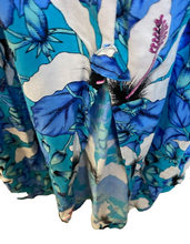 Load image into Gallery viewer, Rainbow Dress Womens Small Blue Aqua Halter AOP Flower Boho Hippie Peasant Maxi
