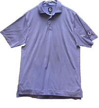 Load image into Gallery viewer, FootJoy Polo Shirt Adult Purple White Striped Golf Performance Preppy Mens
