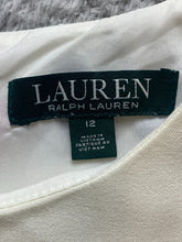 Load image into Gallery viewer, Lauren Ralph Lauren Dress 12 Extra Large White AOP Crepe Sheath Peasant Stretch
