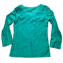 Load image into Gallery viewer, Max Studio Shirt Womens Medium Teal Green Lace Trim Embroidered Oversized Boho
