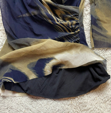 Load image into Gallery viewer, Elaua Kattau Shirt Womens Medium Navy Taupe Wrap Overlay Grunge USA Blouse Lady
