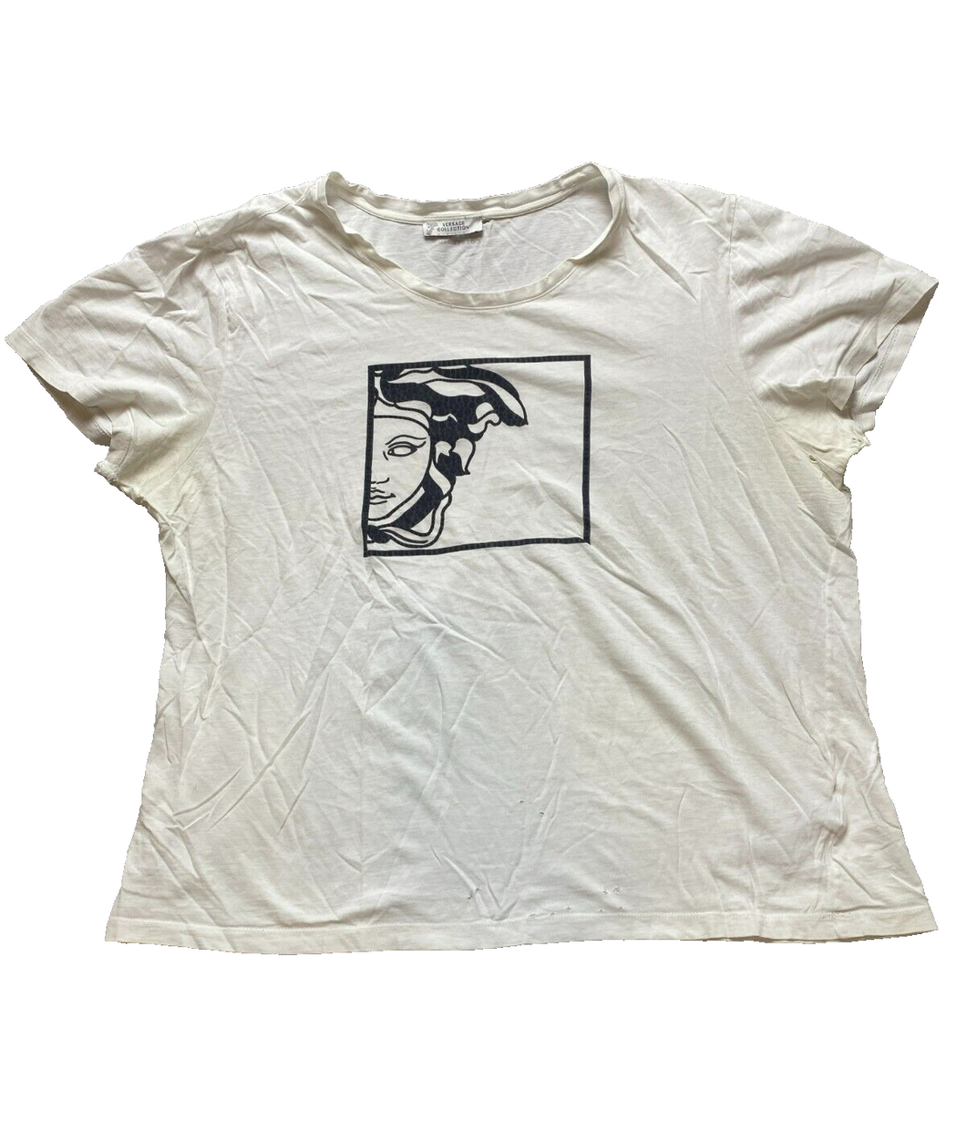 Gianni Versace Shirt Womens 2XL XXL Ivory Oversized Medusa Collection Ladies