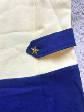 Load image into Gallery viewer, F.W Fischer Dress Womens Extra Small Beige Navy Shift Collared Star Button Lady
