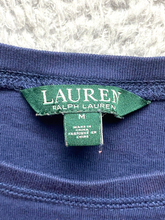 Load image into Gallery viewer, Lauren Ralph Lauren Shirt Youth Medium Navy Blue Elbow Patch Zip Shoulder Girls
