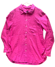 Load image into Gallery viewer, GAP Shirt Womens Large Hot Pink Button Up Linen Rayon Viscose Casual Blouse

