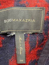 Load image into Gallery viewer, BCBGMaxazria Sweater Womens One Size Red Navy Across Cape Poncho Cozy 48" Ladies
