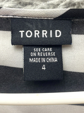 Load image into Gallery viewer, Torrid Shirt Womens 4 4X Black White Chiffon Striped Wrap Boho Tunic Blouse Plus
