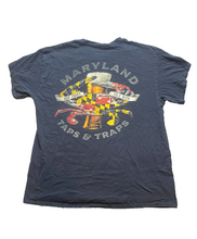 Load image into Gallery viewer, Maryland Shirt Adult Large Black Hot Crabs Cold Beer Taps &amp; Traps Crewneck Mens
