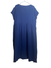 Load image into Gallery viewer, Suzanne Betro Dress Womens 4X Blue Gauzy Embroidered Boho Grandmacore Plus Lady
