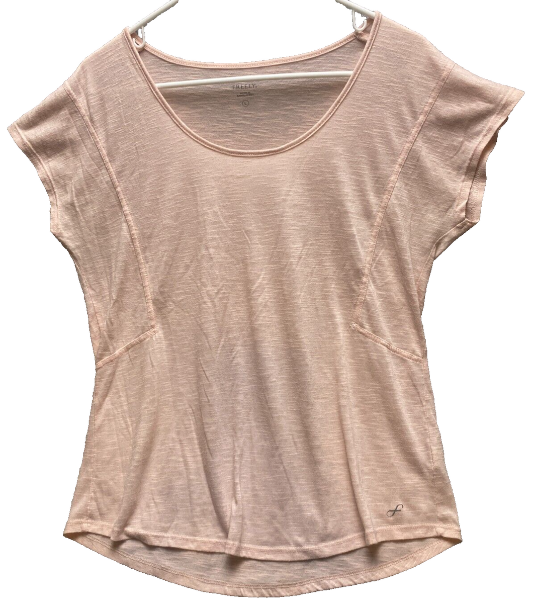 Freely Shirt Womens Large Peachy Pink Flowy Athletic Infinity Rayon Ladies