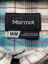 Load image into Gallery viewer, Marmot Shirt Adult Medium Teal Brown Plaid Button Up Casual Camp Outdoor Mens
