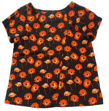 Load image into Gallery viewer, CAbi Shirt Womens Medium Black Vermillion AOP Flanders Poppy Boxy Split Boho

