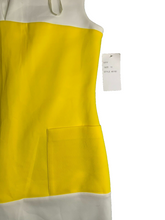 Load image into Gallery viewer, Sandra Darren Dress Womens 10 Yellow White Colorblock Sheath Pockets Spandex NWT

