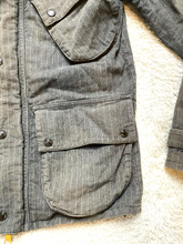 Load image into Gallery viewer, Armani Exchange Jacket Adult Small Charcoal Pinstriped Zip Up Snaps Outdoor Mens
