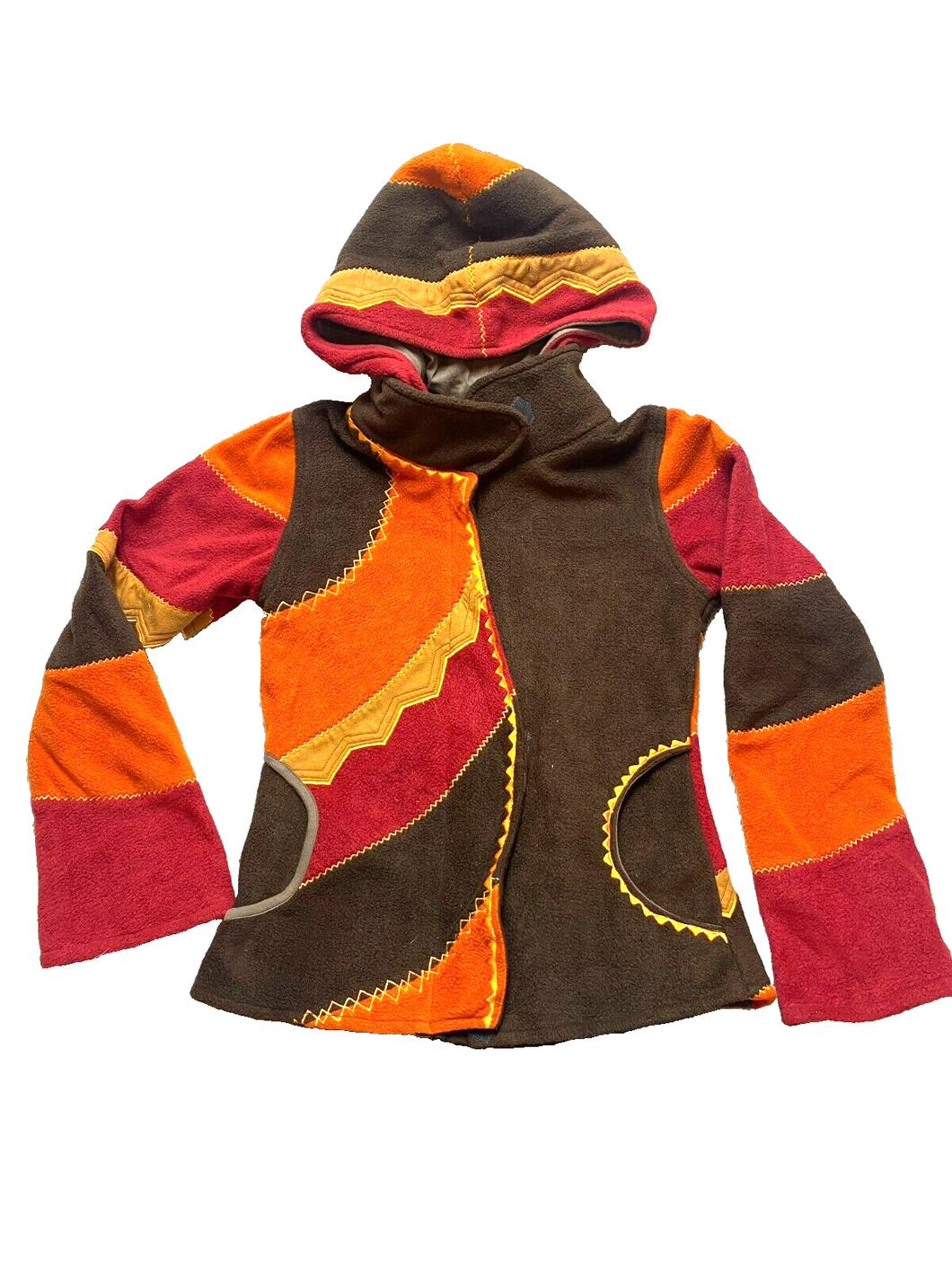 Greater Good Network Jacket Womens Small Multicolor Boho Funky Hippie Hooded