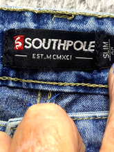 Load image into Gallery viewer, Southpole Shorts Adult 36x11 Blue Denim Slim Fit Baggy Spandex Stretch Mens
