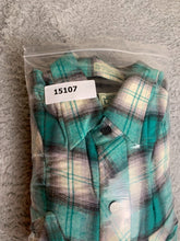Load image into Gallery viewer, Jon Lauren Shirt Adult Medium Green White Button Up Quilted Shacket Nylon Mens
