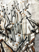 Load image into Gallery viewer, Lafayette 148 Dress Womens Medium Ivory Brown Black Geometric Silk Sheath Hippie
