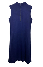 Load image into Gallery viewer, VTG Stage 9 Dress Womens Small Navy Textured Knit Mock Turtleneck Sheath Ladies
