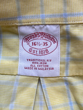 Load image into Gallery viewer, Brooks Brothers Shirt Adult 16.5 Large Yellow Blue Button Up Traditional Fit Men
