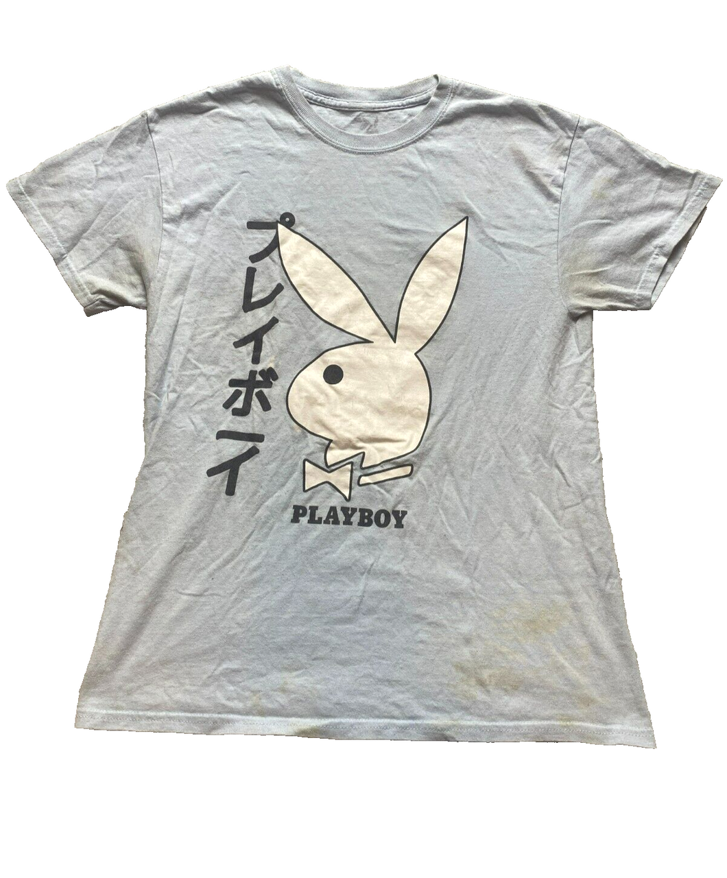 Playboy Shirt Adult Medium Light Blue Big Bunny Logo Japanese Streetwear Mens