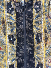 Load image into Gallery viewer, Chicos Jacket Womens 3 Large Lace Black Gold Hippie Peasant Boho Plus Ladies
