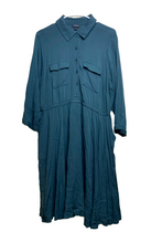 Load image into Gallery viewer, Torrid Dress Womens 1 Forest Green Collared Rayon Spandex Pockets Flared Plus
