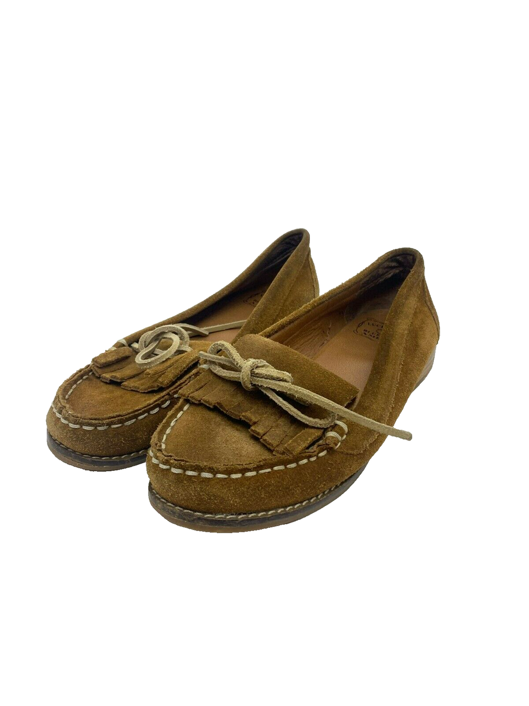 Lucky Brand Shoes Womens 9 Tan Slip On Moccasin Loafers Penna Blue Jeans America