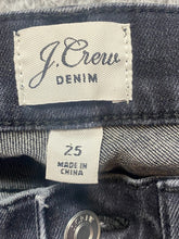 Load image into Gallery viewer, J Crew Jeans Womens 25x27 Black Whiskered 8" Toothpick Super Skinny Denim Ladies
