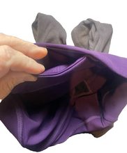 Load image into Gallery viewer, ALO Leggings Womens 27x35 Purple Gray Two Toned Yoga Goddess Ribbed Ruched Lady
