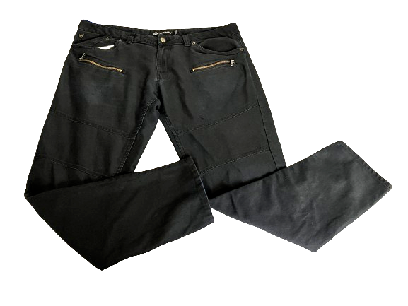 Akademiks Jeans Adult 36x32 Black Straight Leg Zip Pockets Rock Punk AKDMKS Mens